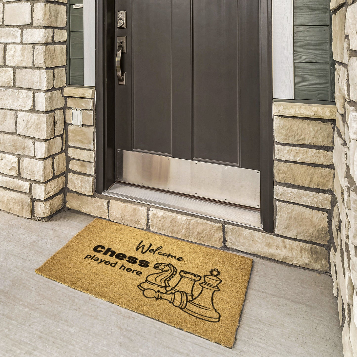 Chess Played Here Outdoor Door Mat