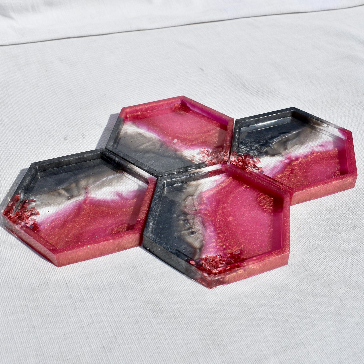 Autumn Themed Hexagon Coasters • Fall Resin Coasters • Fall Décor Coasters (set of 4)