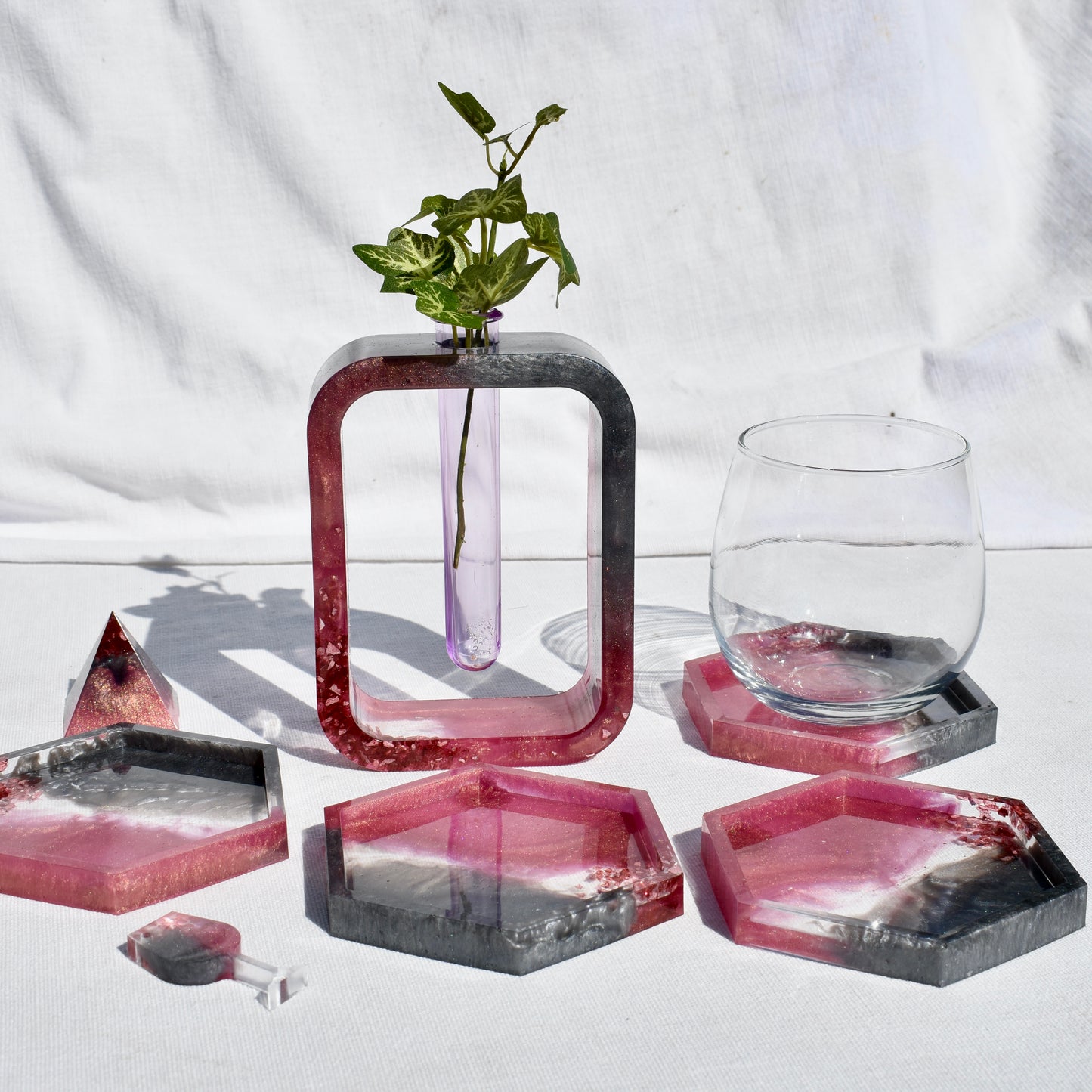 Autumn Themed Hexagon Coasters • Fall Resin Coasters • Fall Décor Coasters (set of 4)