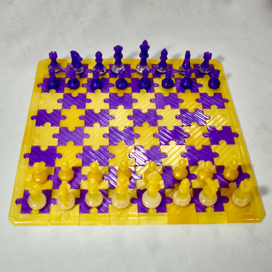 Jigsaw Board Chess & Checkers Set • Puzzle Chess & Checkers Set