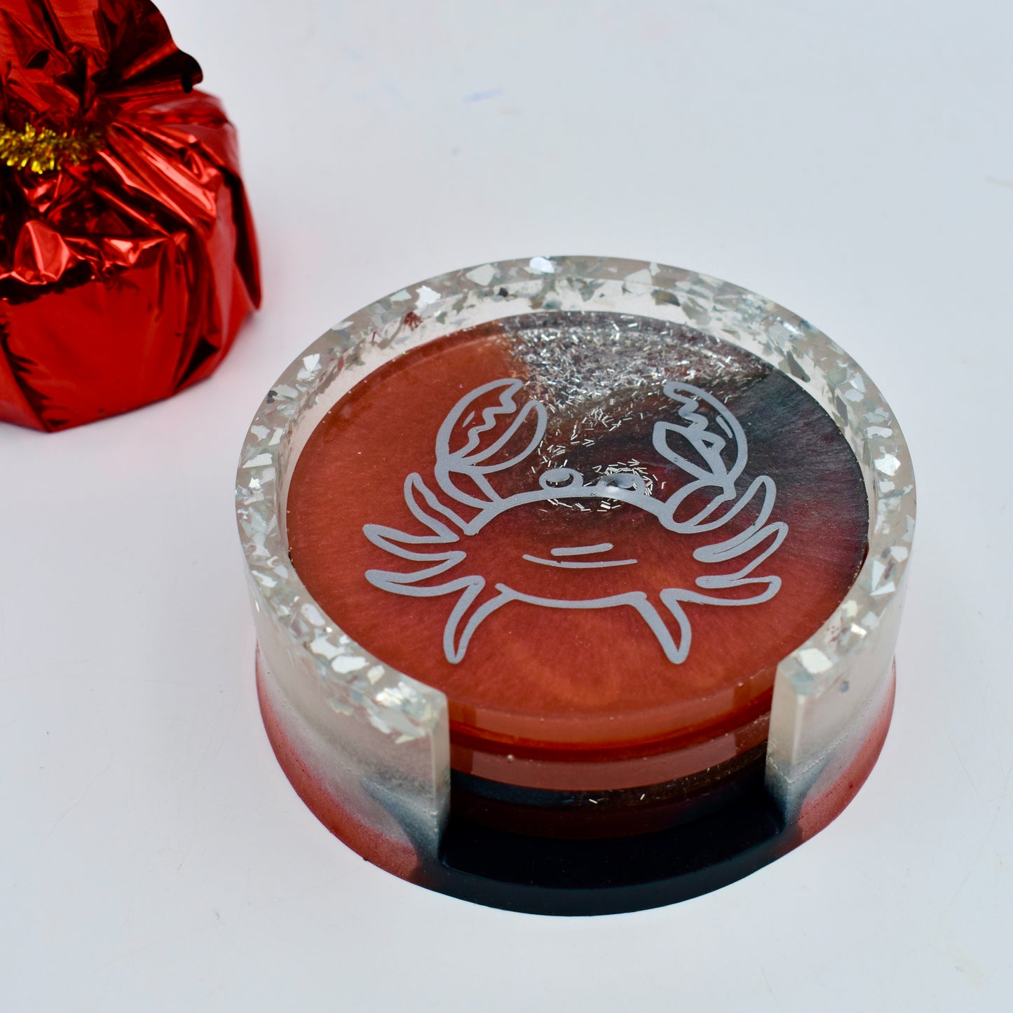 Personalized Cancer Birthday Coasters • Custom Zodiac Coasters w Holder • Birthday Coasters w Holder