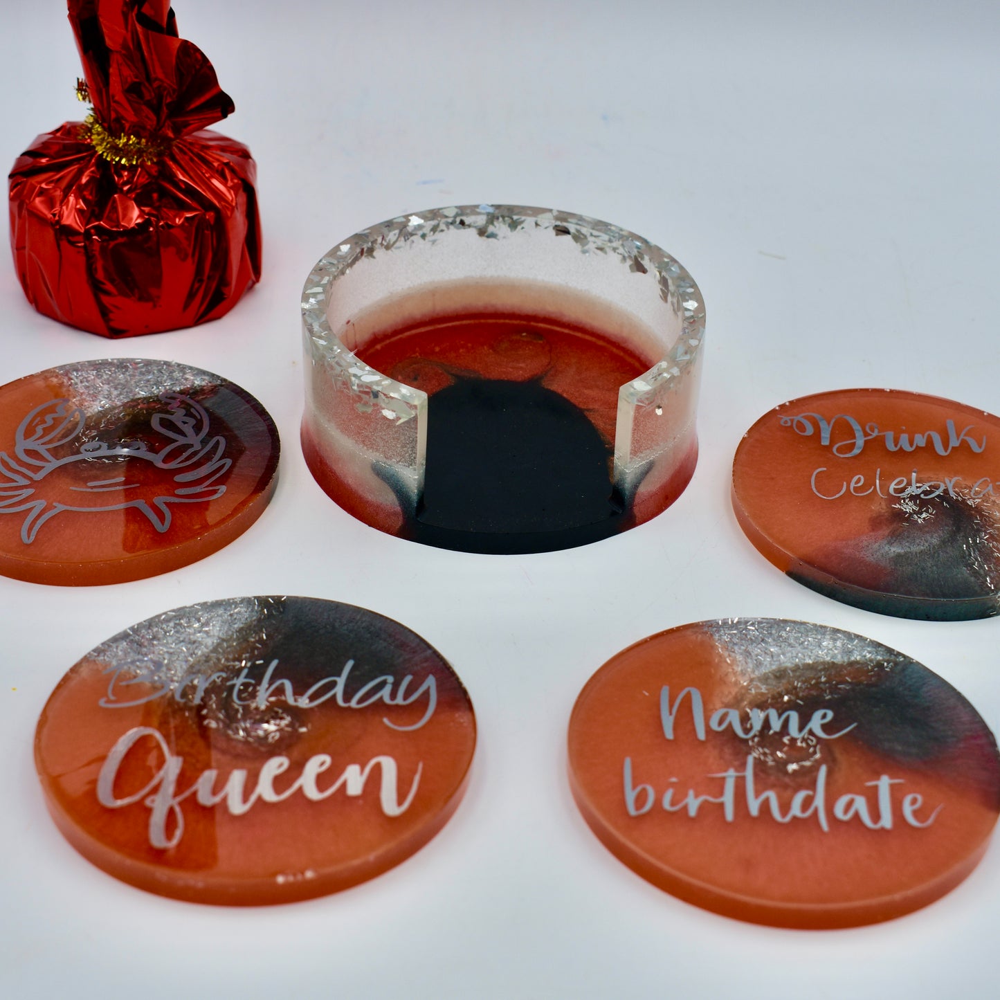 Personalized Cancer Birthday Coasters • Custom Zodiac Coasters w Holder • Birthday Coasters w Holder