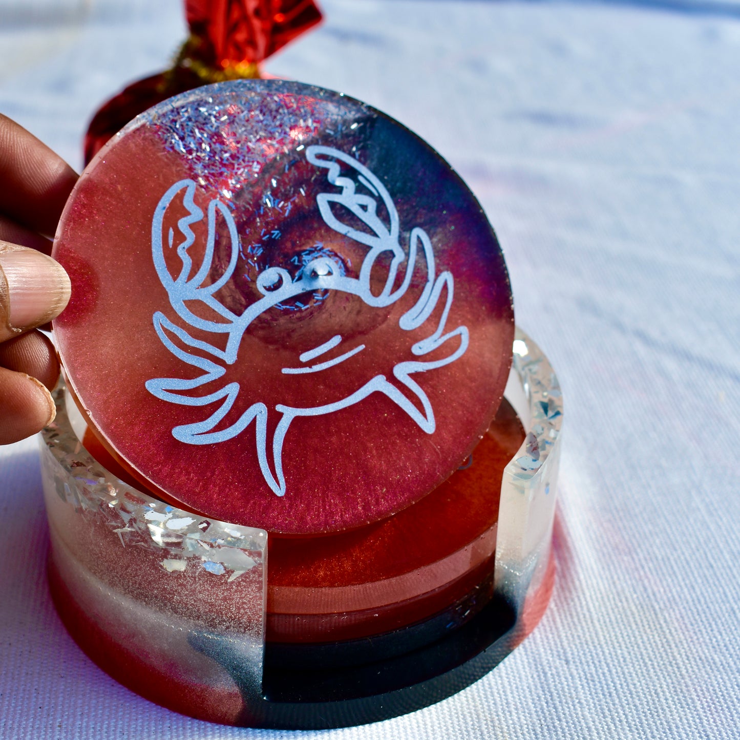Personalized Cancer Birthday Coasters • Custom Zodiac Coasters w Holder • Birthday Coasters w Holder