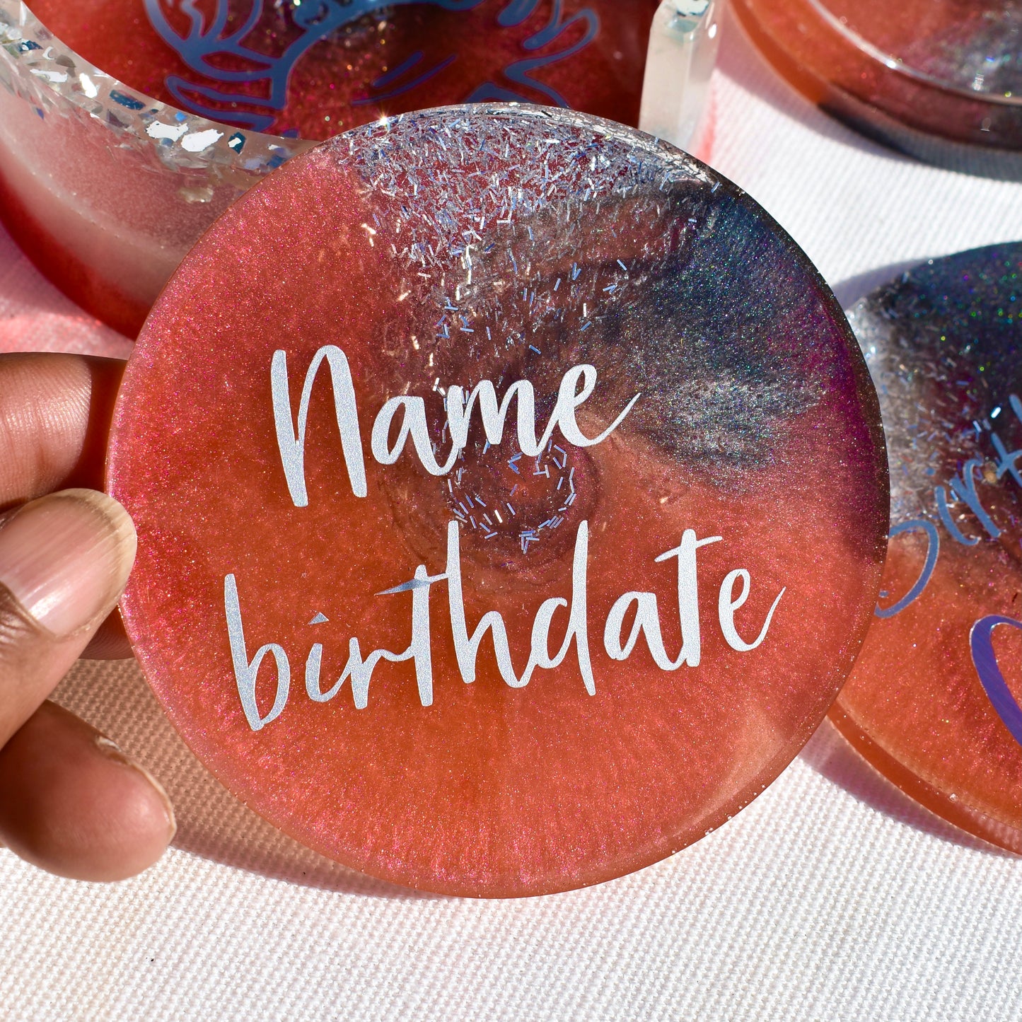 Personalized Cancer Birthday Coasters • Custom Zodiac Coasters w Holder • Birthday Coasters w Holder