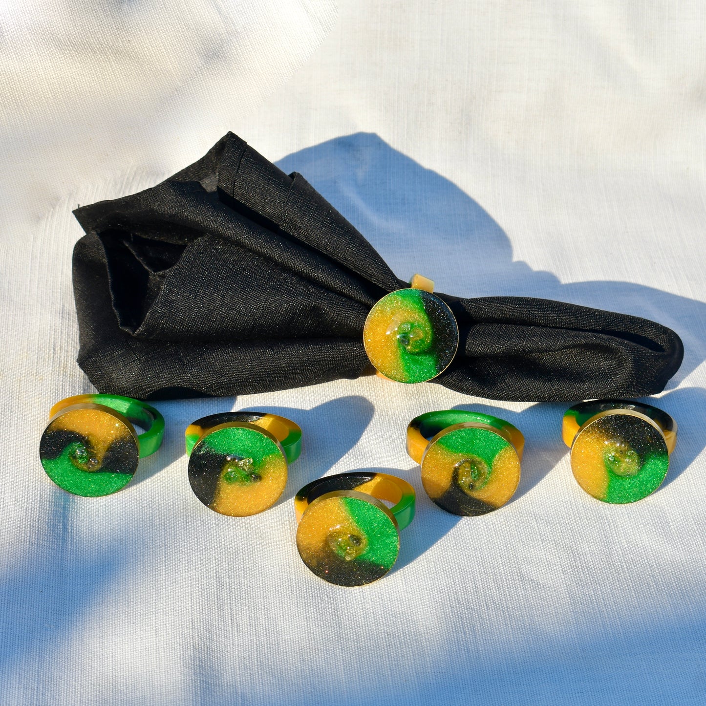 Jamaican Themed Napkin Rings (6)