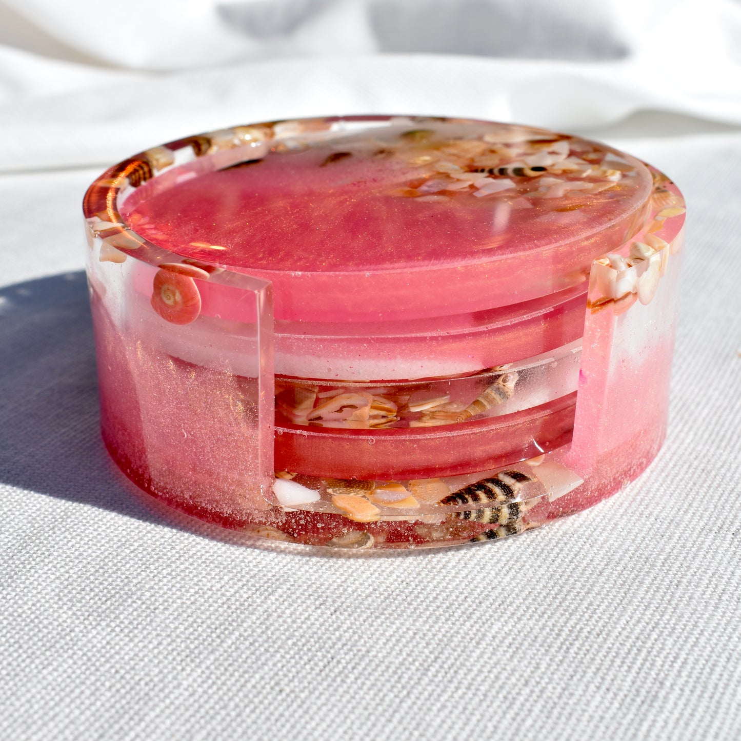Seashell Coasters with Holder (Assorted Colors)