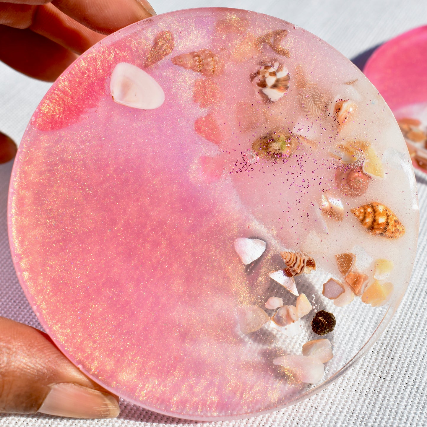 Seashell Coasters with Holder (Assorted Colors)