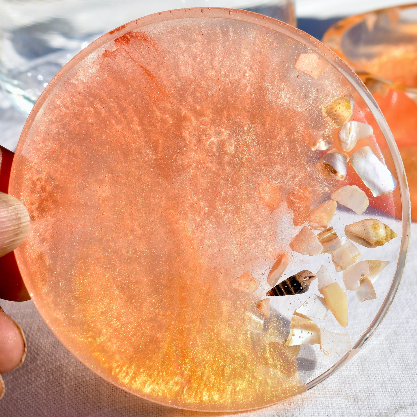 Seashell Coasters with Holder (Assorted Colors)