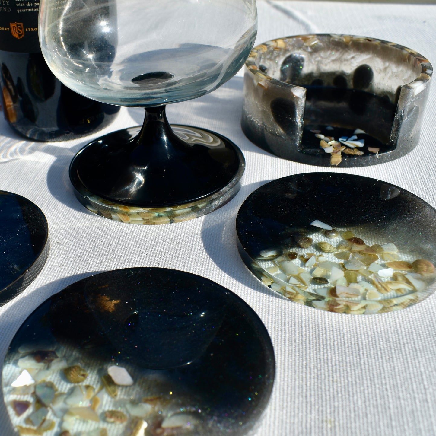 Seashell Coasters with Holder (Assorted Colors)