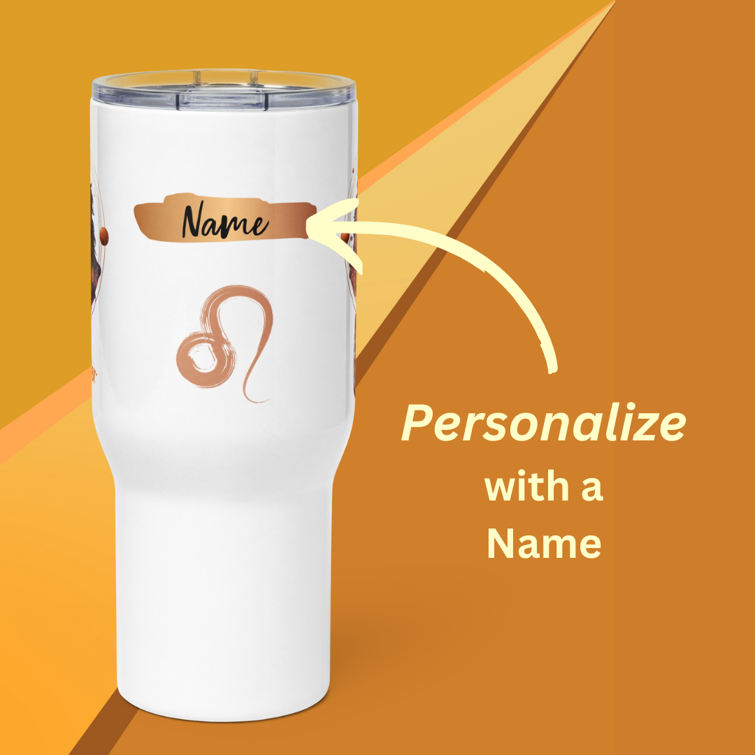 Leo Birthday Travel Mug • Personalized Leo Mug Gift for Him• Leo Zodiac Travel Mug