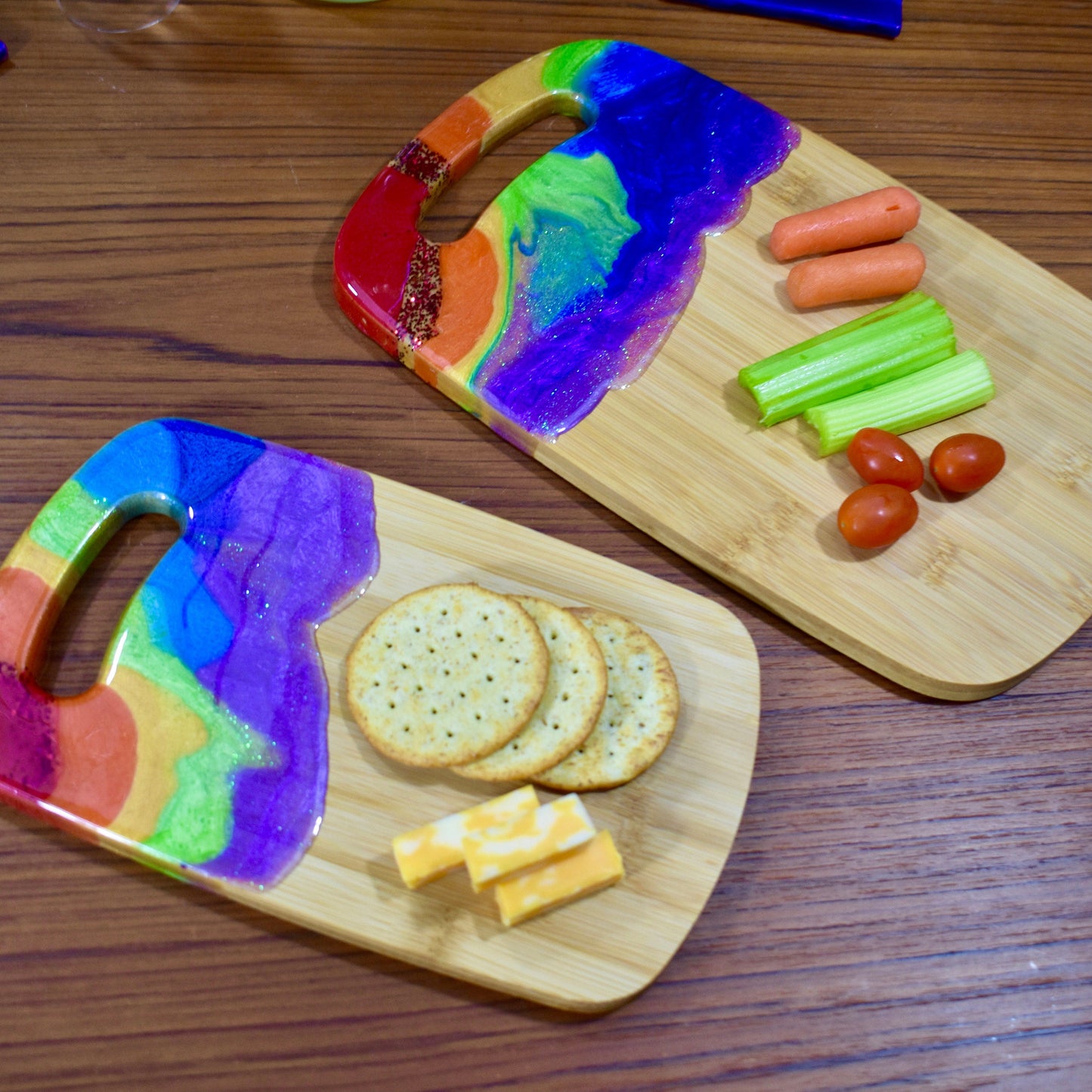 LGBTQ Bamboo Charcuterie Board Set • Gay Pride Charcuterie Board Set