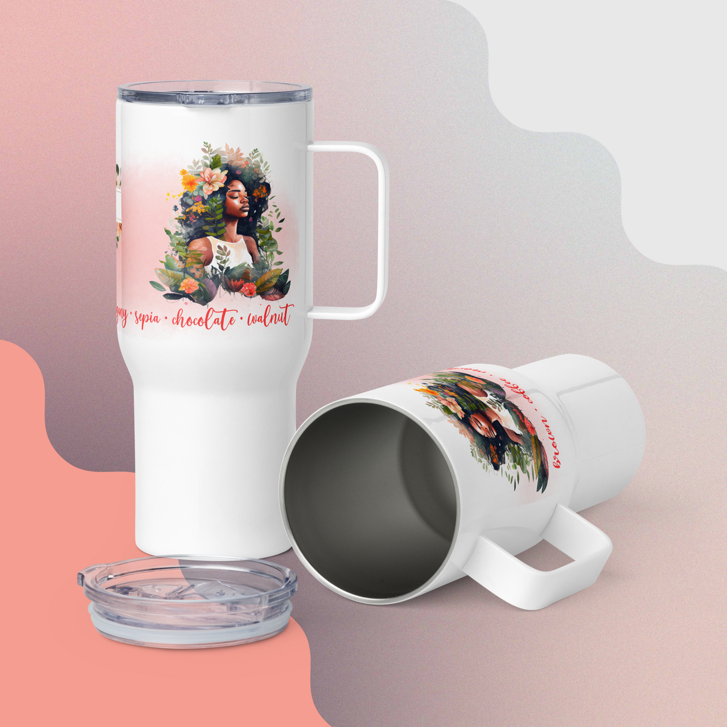 Melanin Lady Personalized Travel Mug • Shades of Brown Travel Mug • Brown Skin Girls Mug • Beautiful Brown Skin Mug • Skin Tones Travel Mug