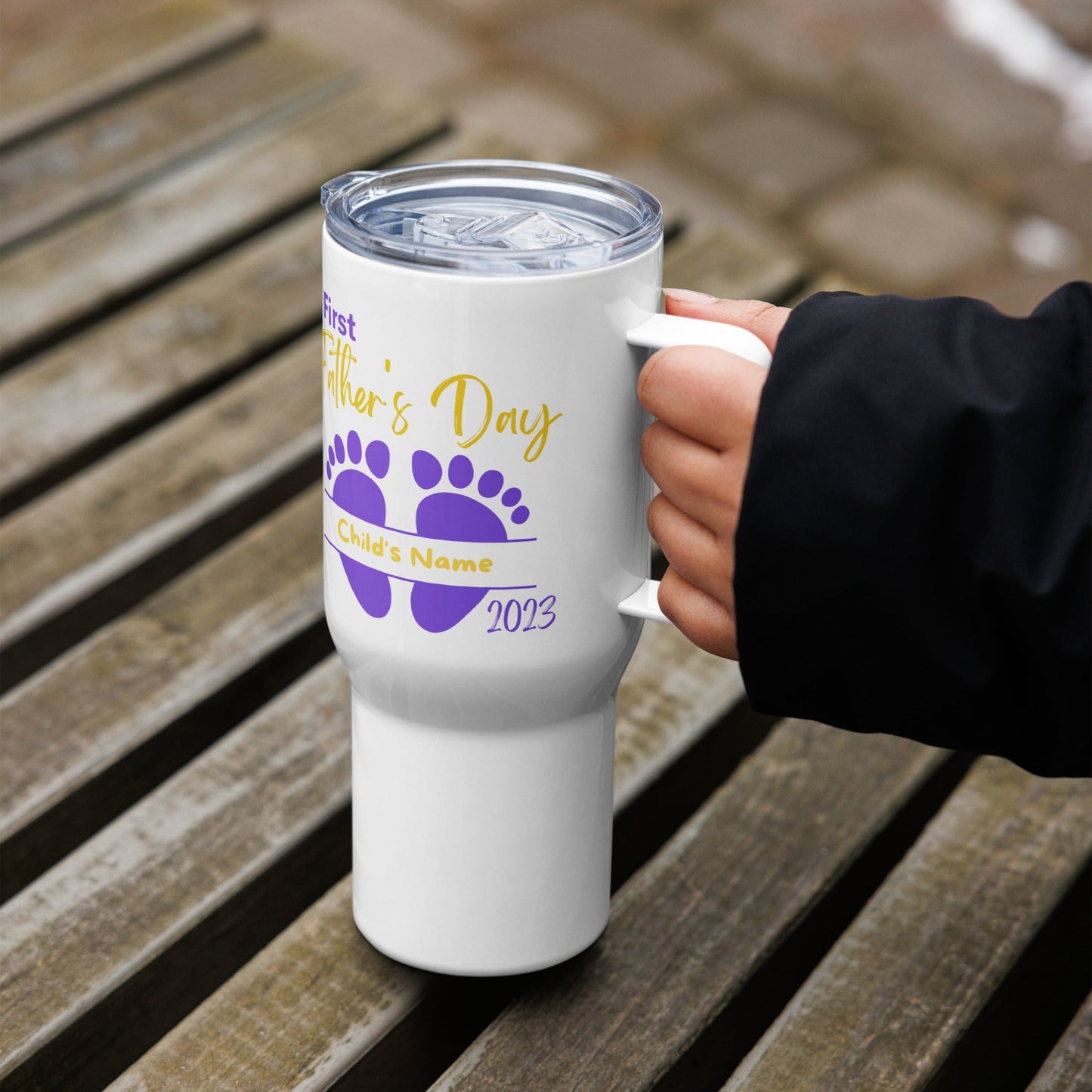Personalized “1st Father’s Day” Travel Mug • Custom Dad Travel MUG