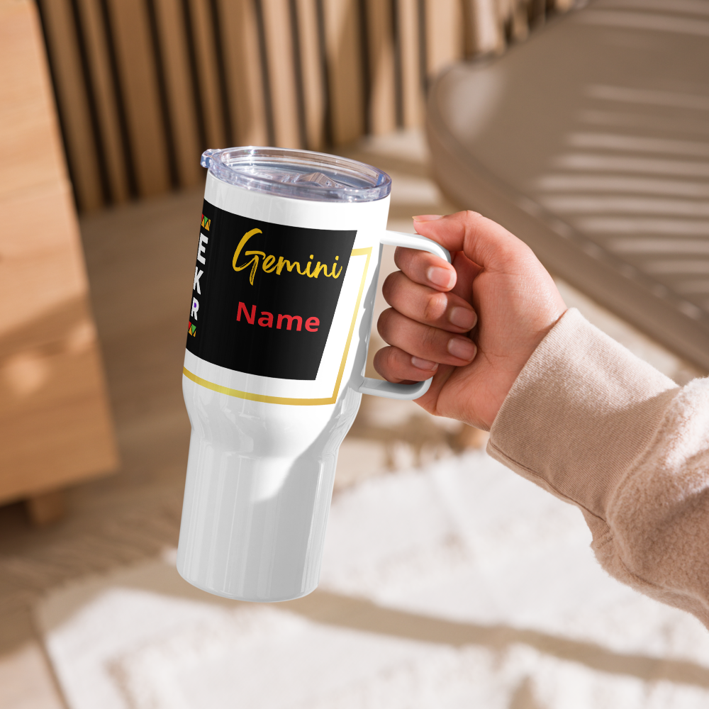 Gemini Zodiac Travel Mug for Dad • Personalized Gemini Travel Mug