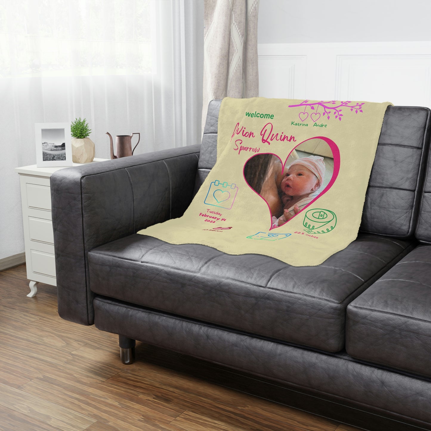 Personalized Birth Announcement Minky Blanket • Personalized Newborn Baby Minky Blanket