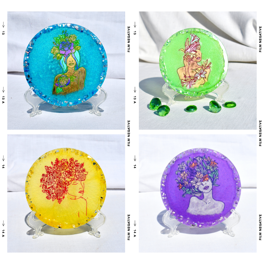 Female Floral Line Art Coasters • Women’s History Month Coasters • Shero Coasters (Asst. Colors)