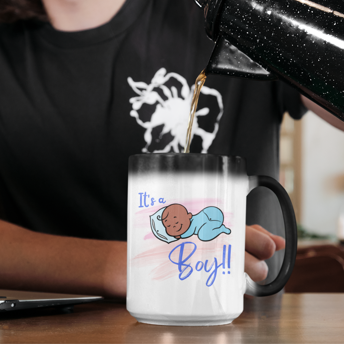 “Magic” Gender Reveal Mug • “It’s a Brown Baby Boy” Coffee Mug • Gender Reveal Coffee Mug