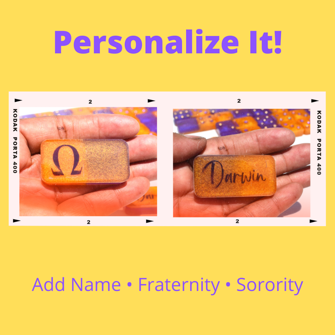 Greek Letter(s) Personalized Domino Gift Set • Fraternity Dominoes