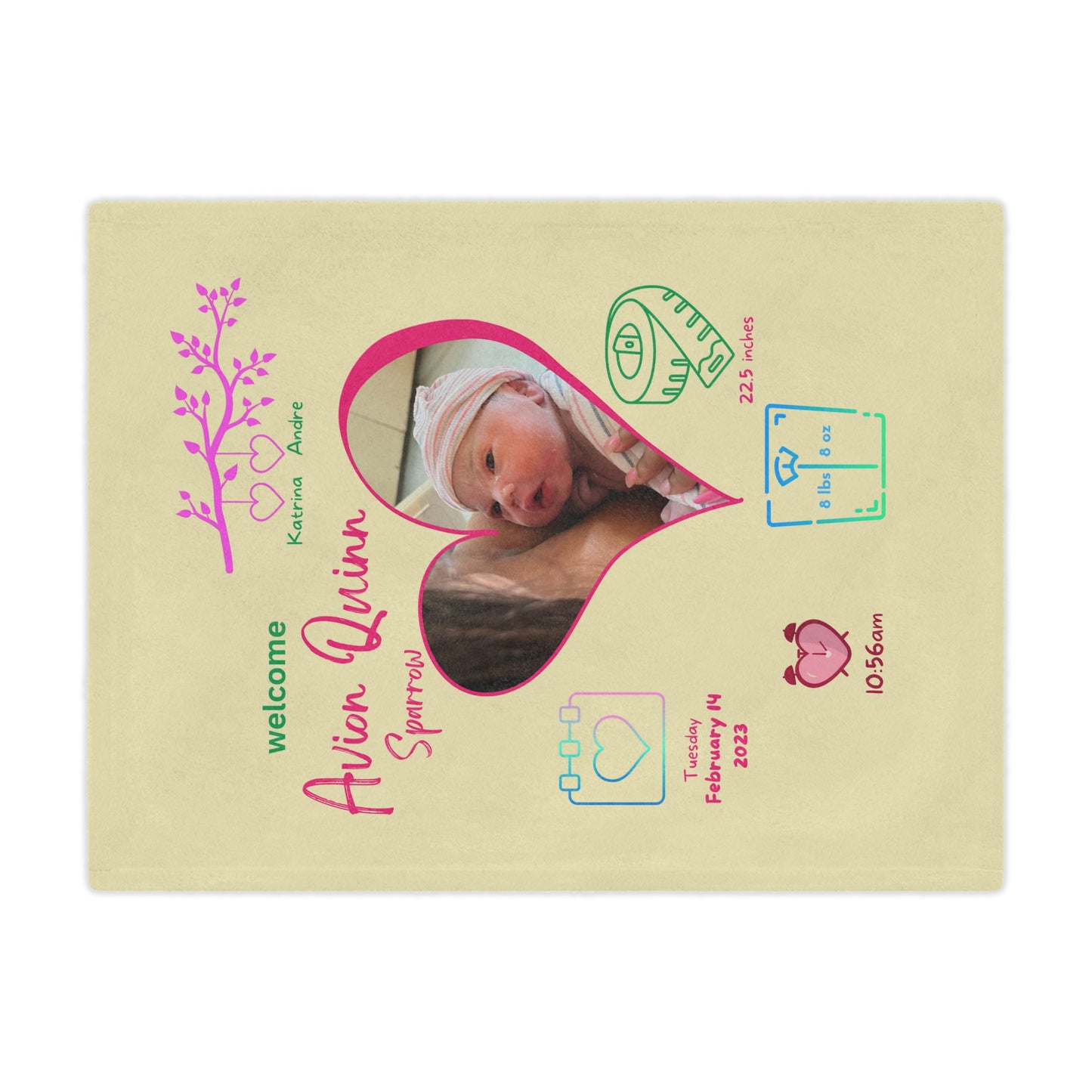Personalized Birth Announcement Minky Blanket • Personalized Newborn Baby Minky Blanket