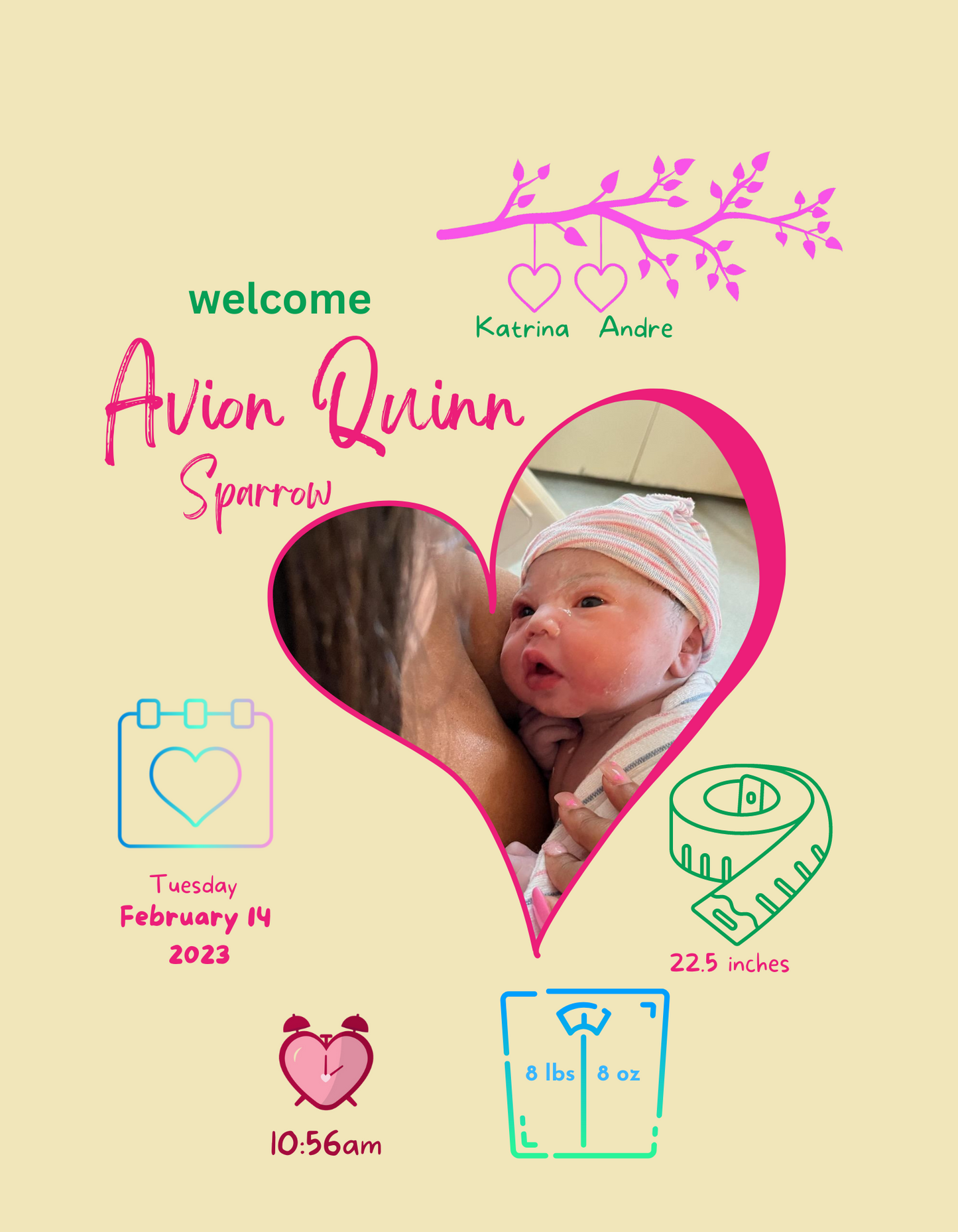 Personalized Birth Announcement Canvas • Personalized Newborn Baby Wall Art