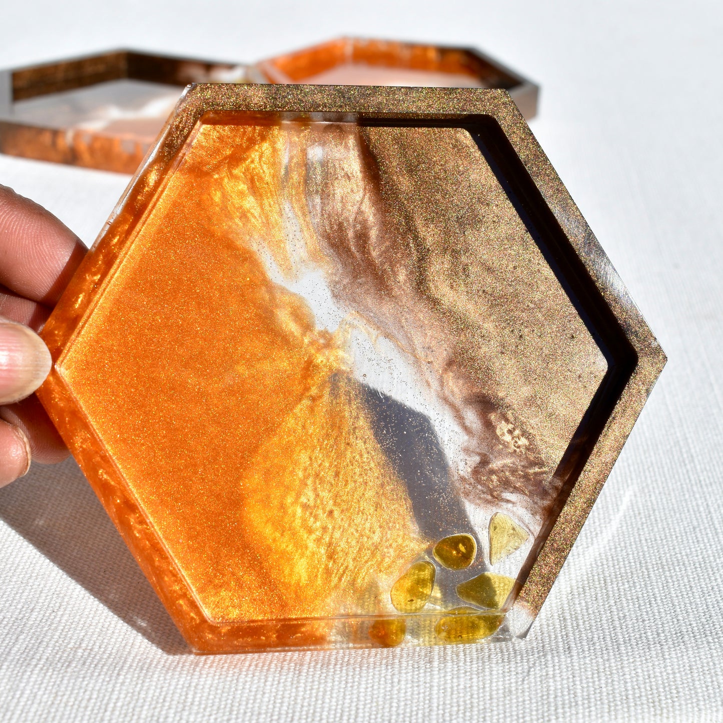 Hexagon Coasters – Assorted Gemstones Collection (set of 4)