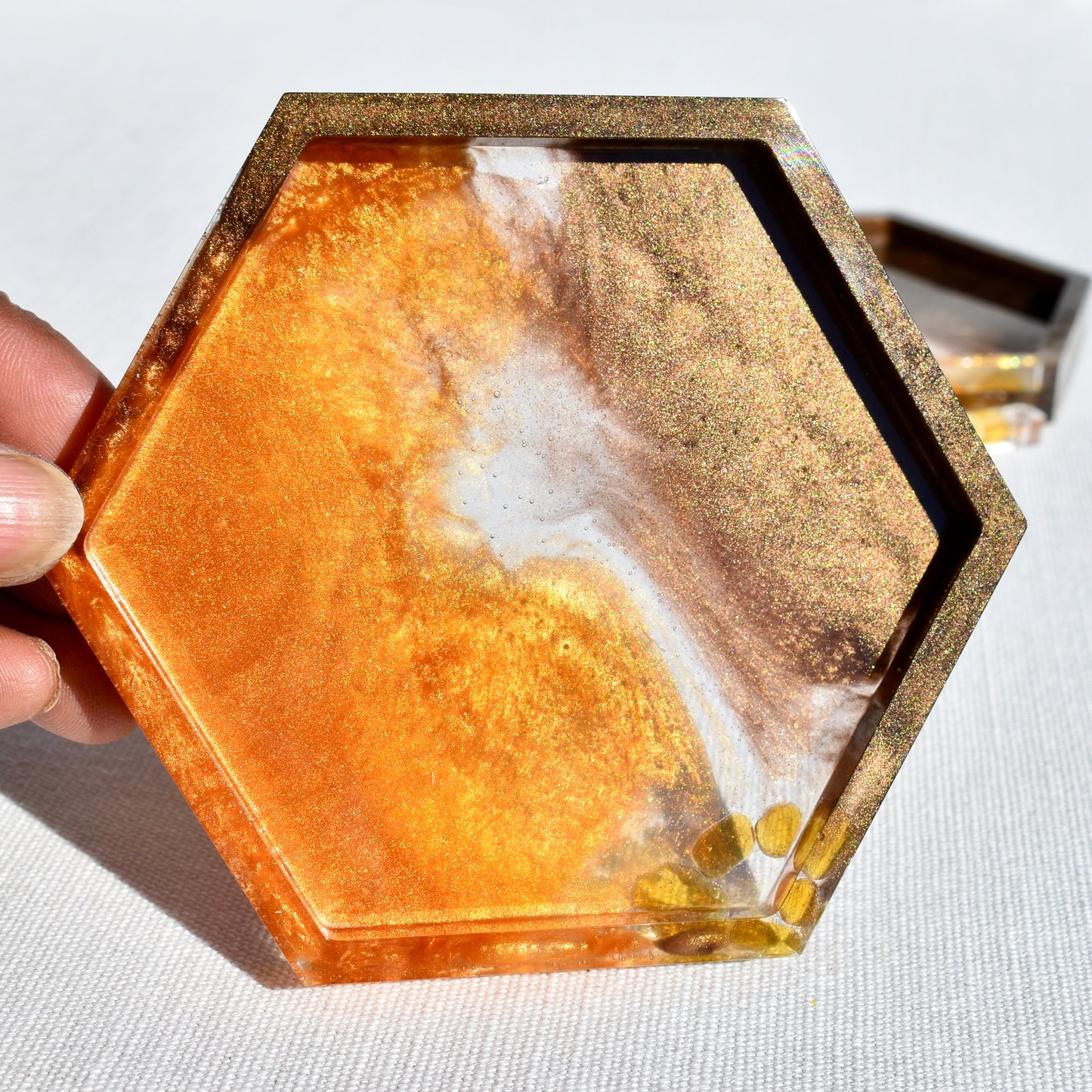 Hexagon Coasters – Assorted Gemstones Collection (set of 4)
