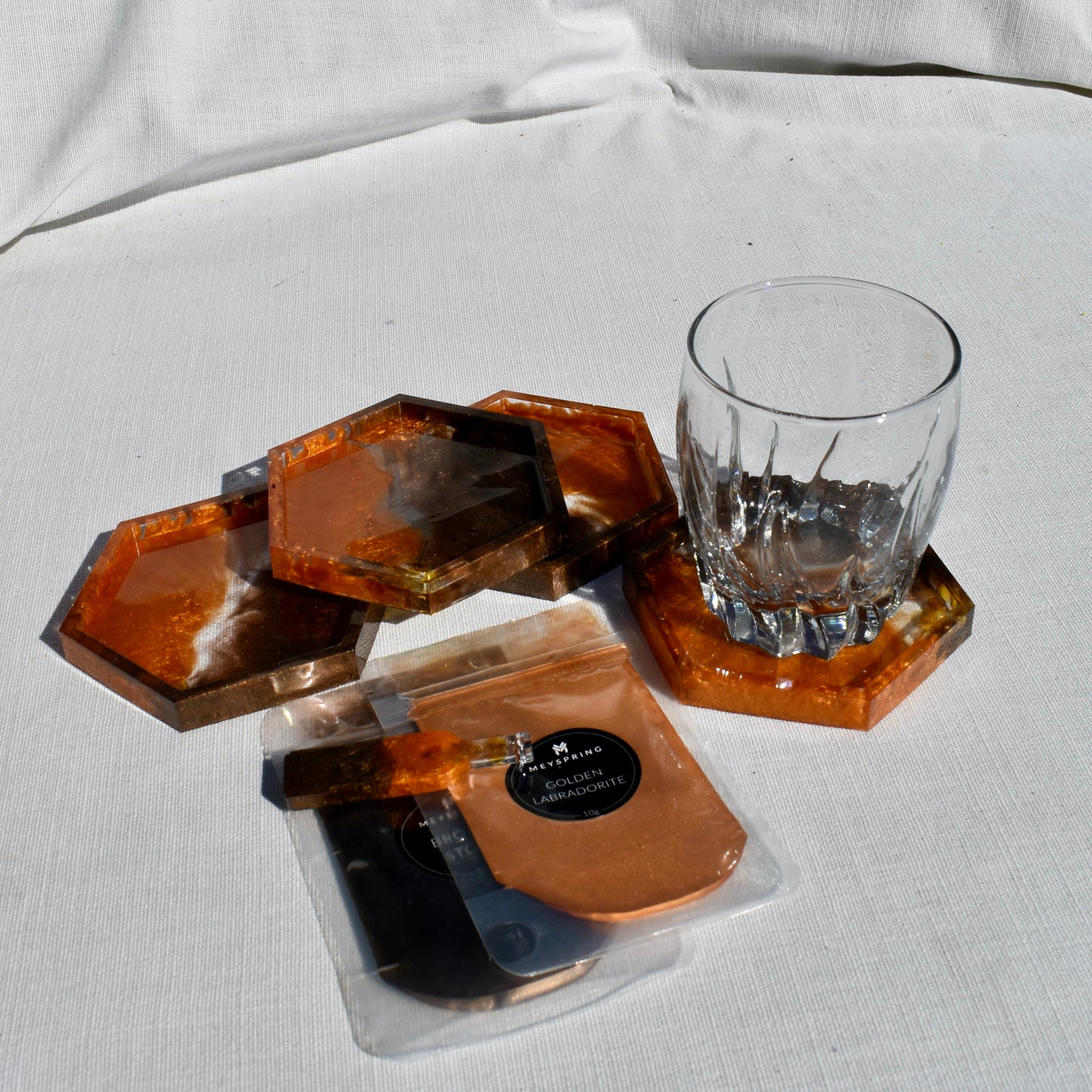 Autumn Themed Hexagon Coasters • Fall Resin Coasters • Fall Décor Coasters (set of 4)