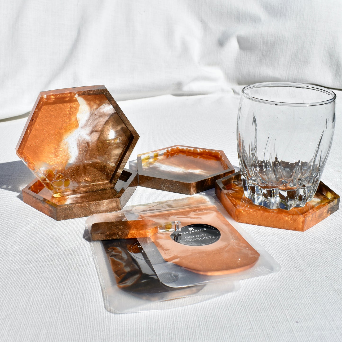 Autumn Themed Hexagon Coasters • Fall Resin Coasters • Fall Décor Coasters (set of 4)