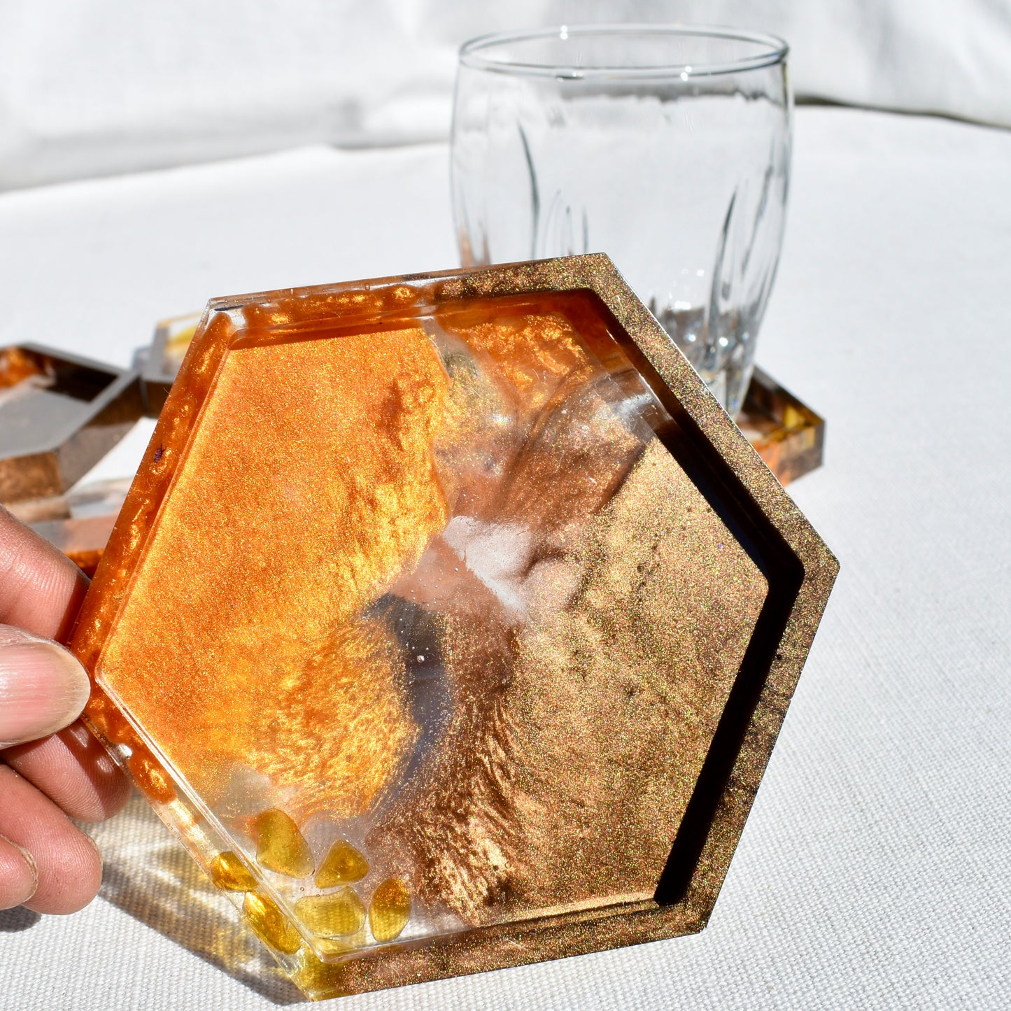 Hexagon Coasters – Assorted Gemstones Collection (set of 4)
