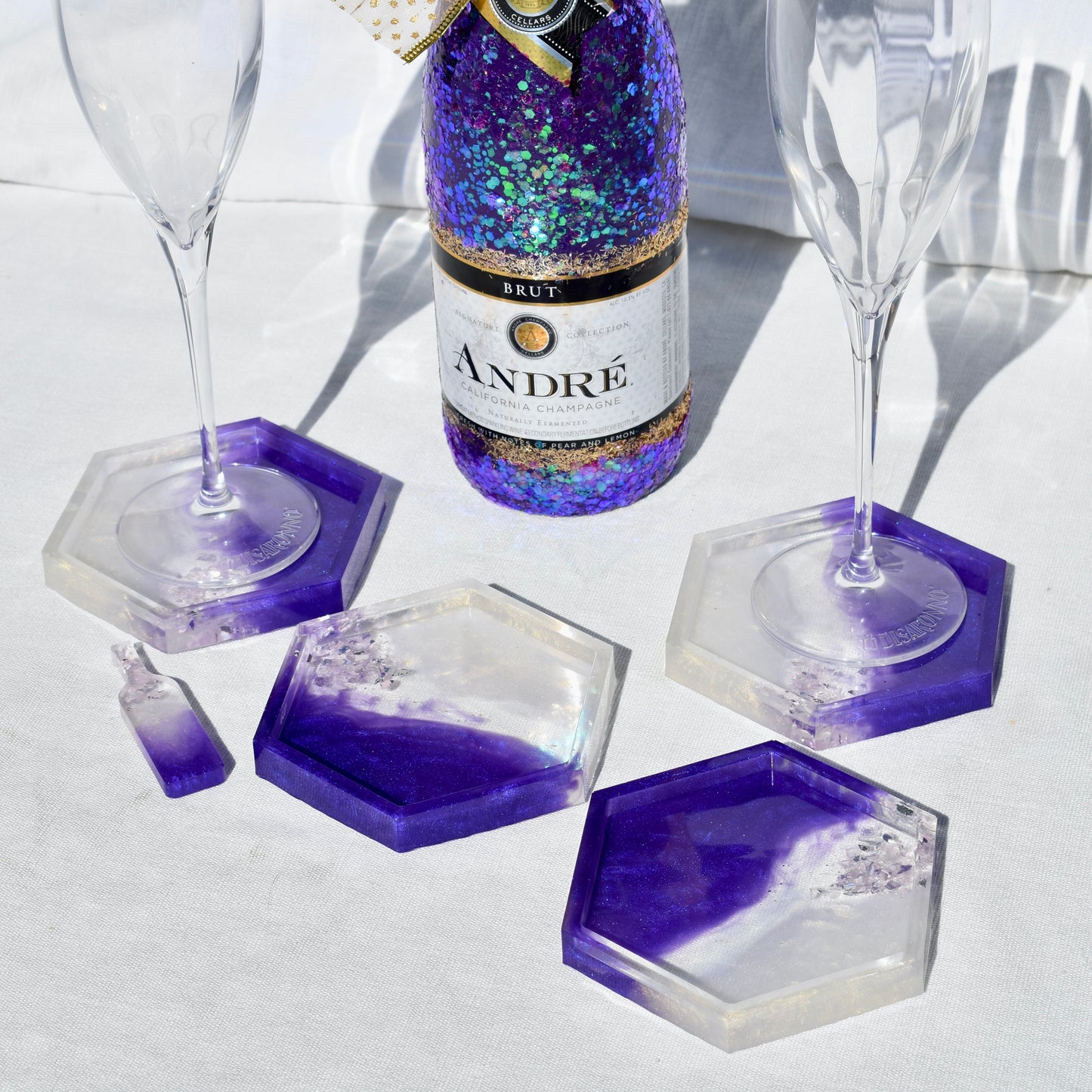 Hexagon Coasters – Assorted Gemstones Collection (set of 4)