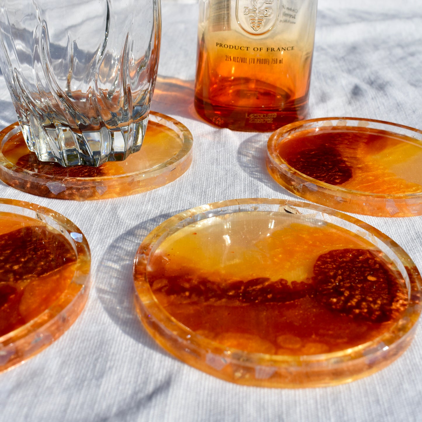 Fall Hues Coasters with Abalone Shells (Asst. Colors - set of 4)