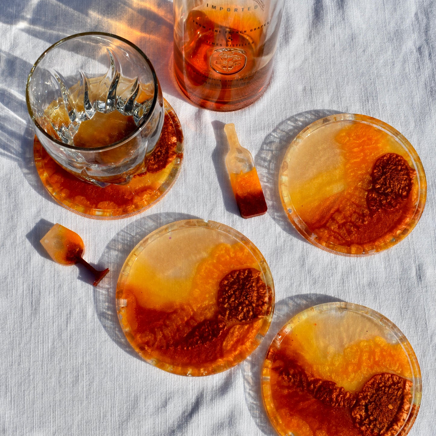 Fall Hues Coasters with Abalone Shells (Asst. Colors - set of 4)