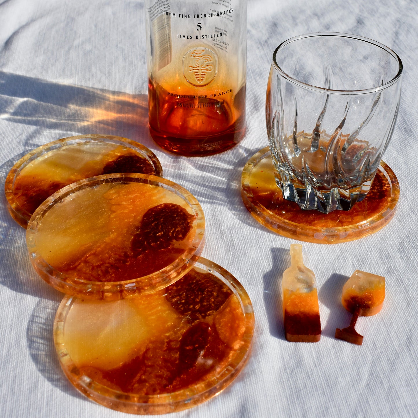 Fall Hues Coasters with Abalone Shells (Asst. Colors - set of 4)