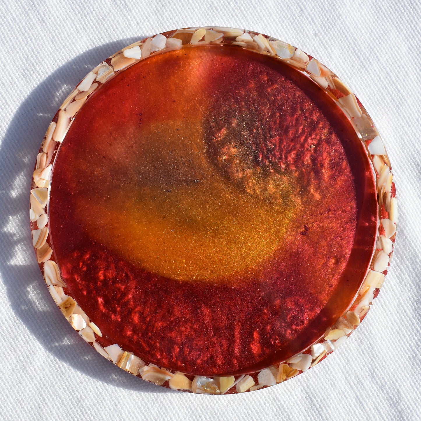 Abalone Shell Rimmed Coasters (Assorted Colors - set of 6)