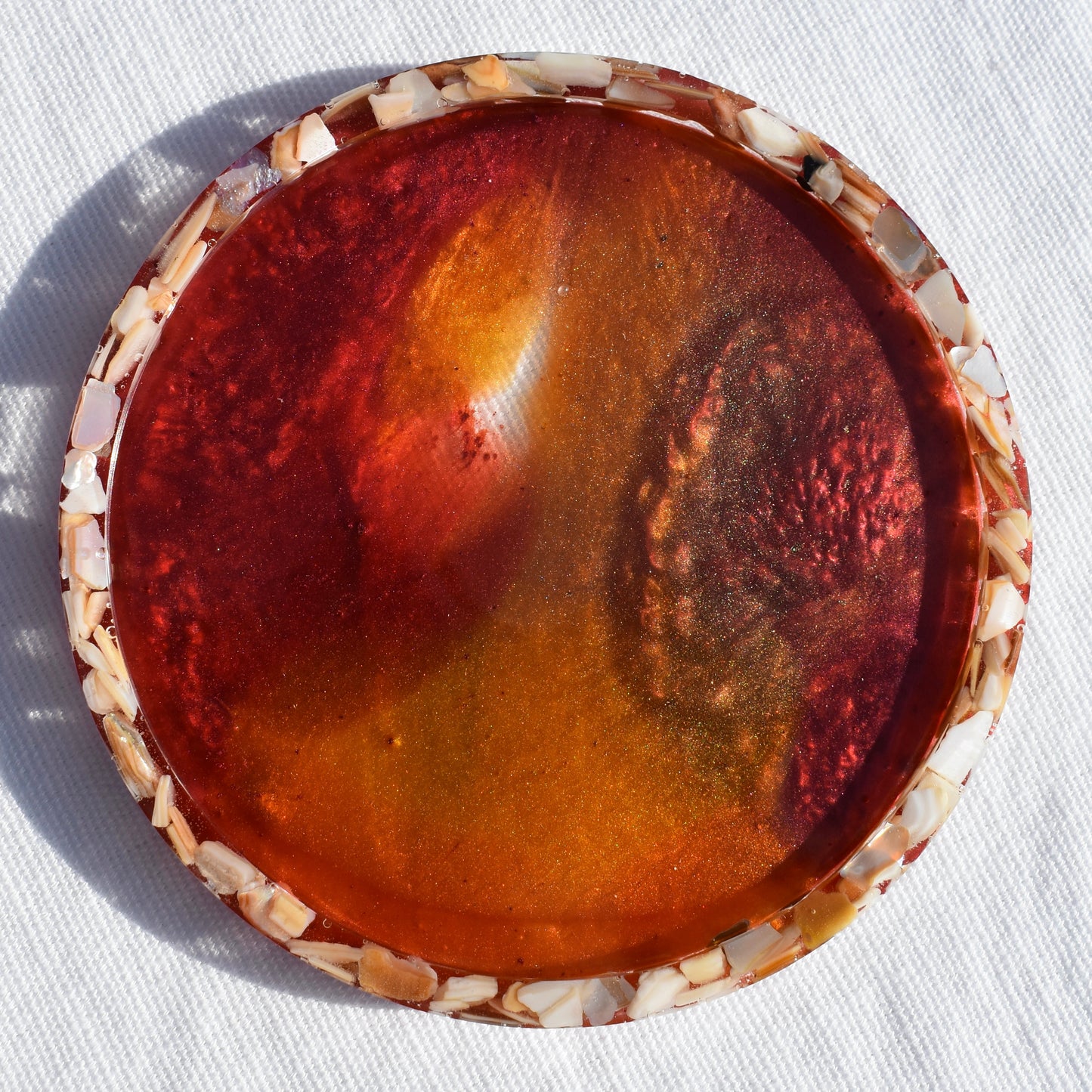 Abalone Shell Rimmed Coasters (Assorted Colors - set of 6)