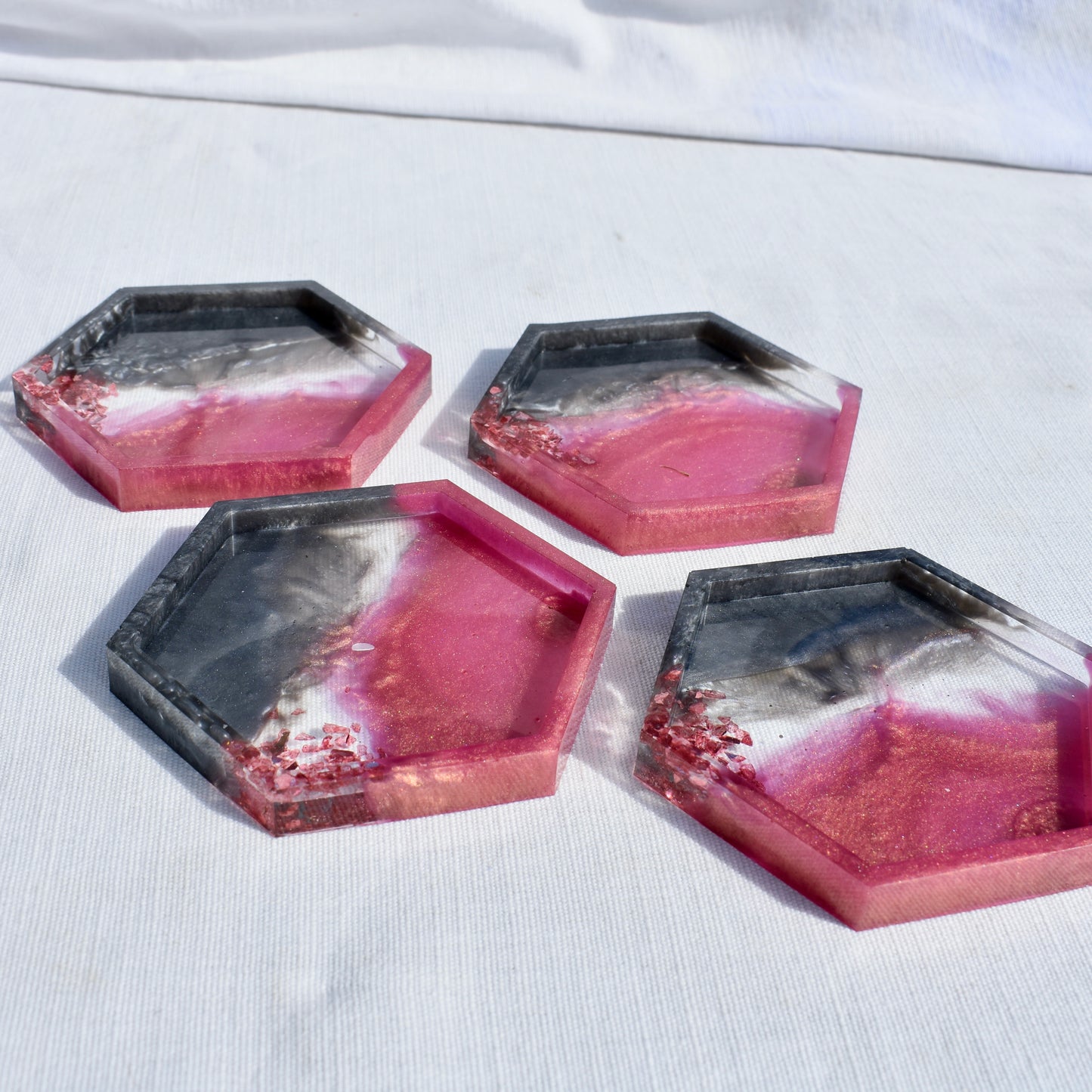 Hexagon Coasters – Assorted Gemstones Collection (set of 4)