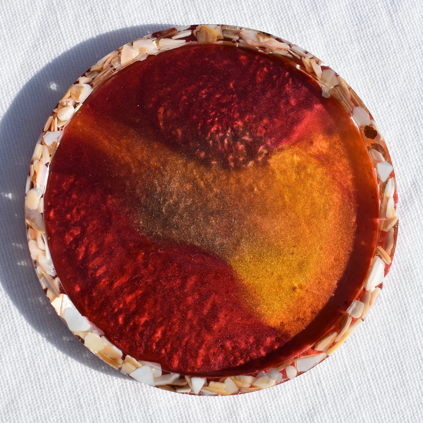 Abalone Shell Rimmed Coasters (Assorted Colors - set of 6)