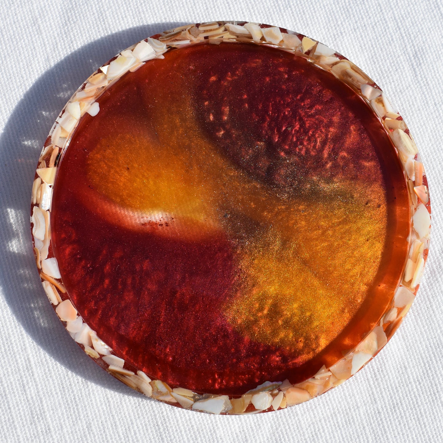 Abalone Shell Rimmed Coasters (Assorted Colors - set of 6)