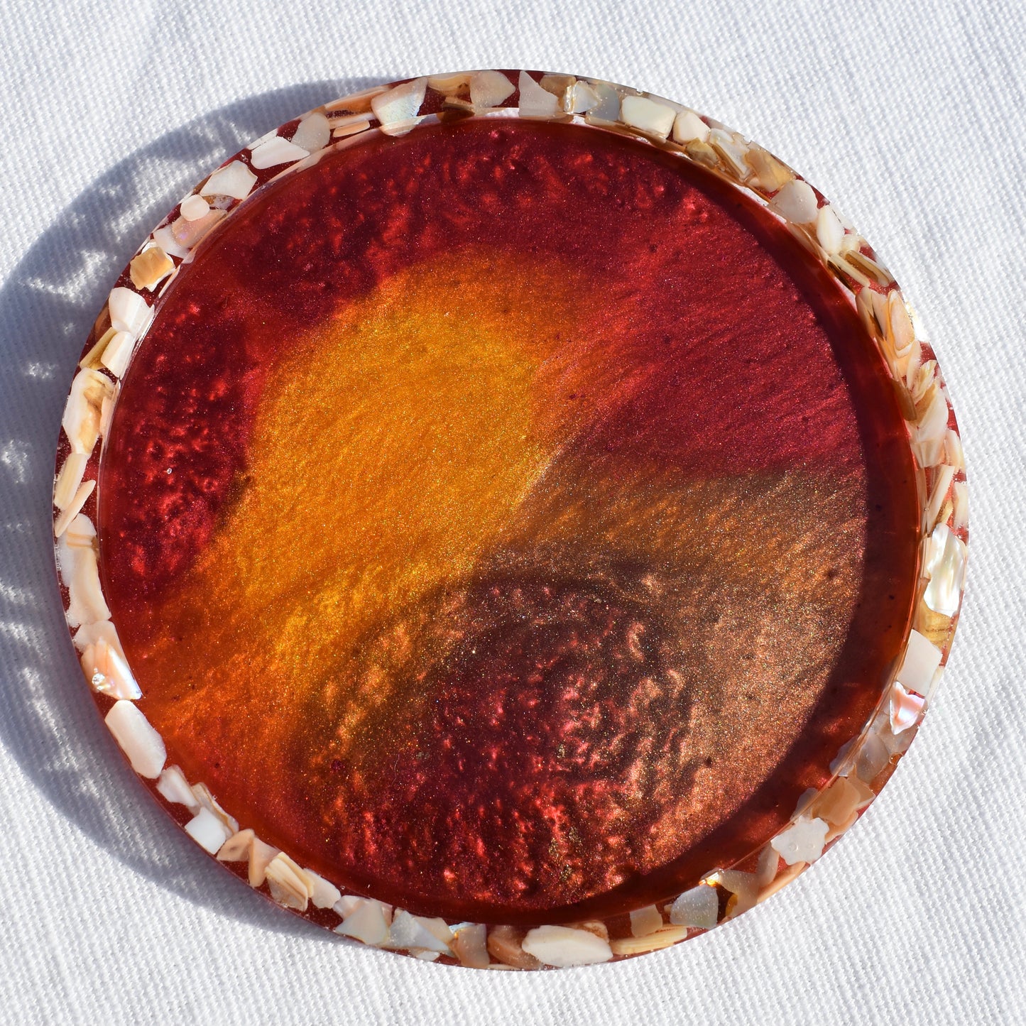Abalone Shell Rimmed Coasters (Assorted Colors - set of 6)