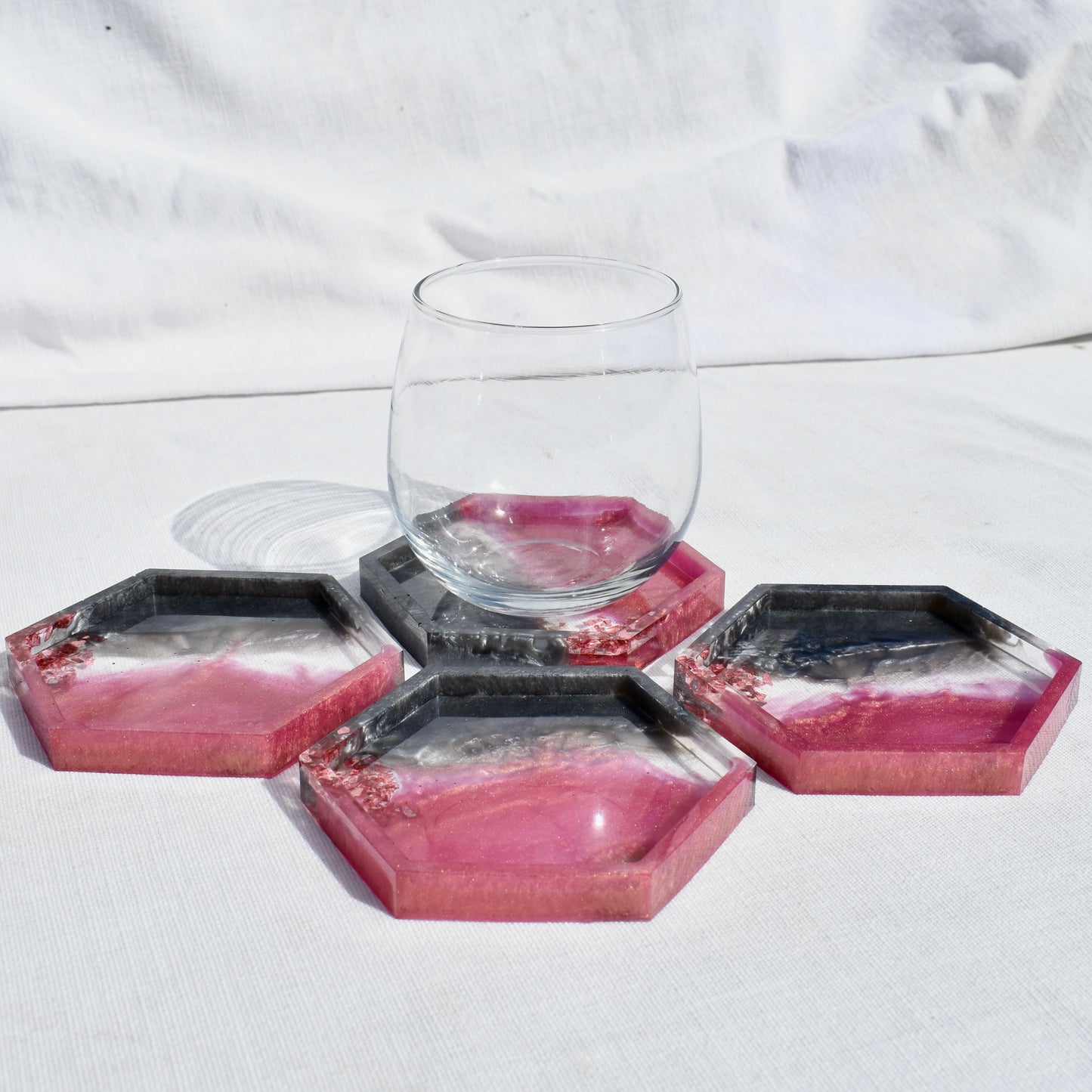 Hexagon Coasters – Assorted Gemstones Collection (set of 4)