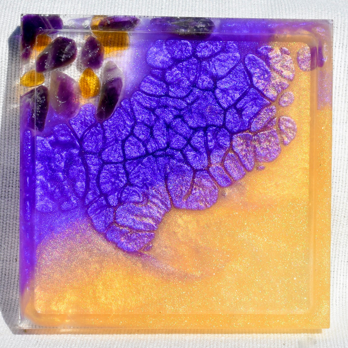 Purple & Gold Square Coasters