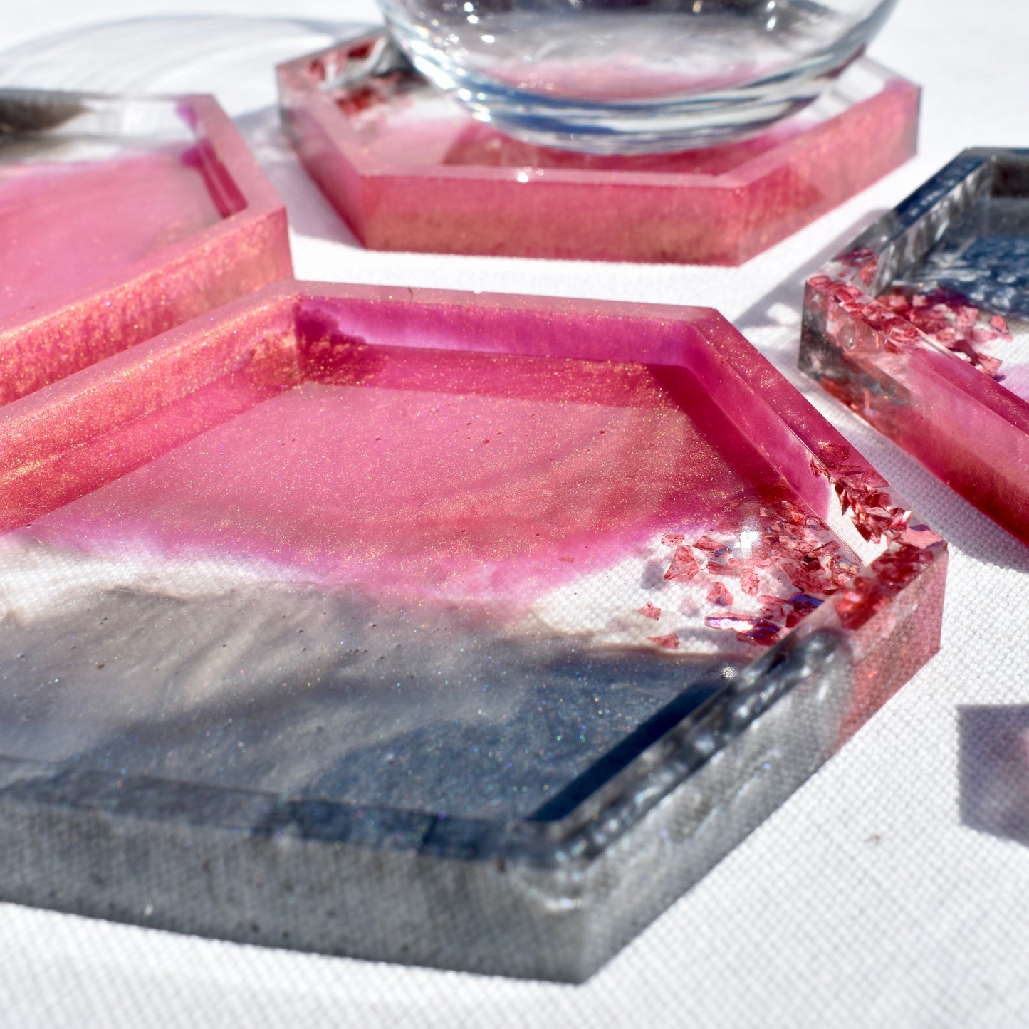 Hexagon Coasters – Assorted Gemstones Collection (set of 4)