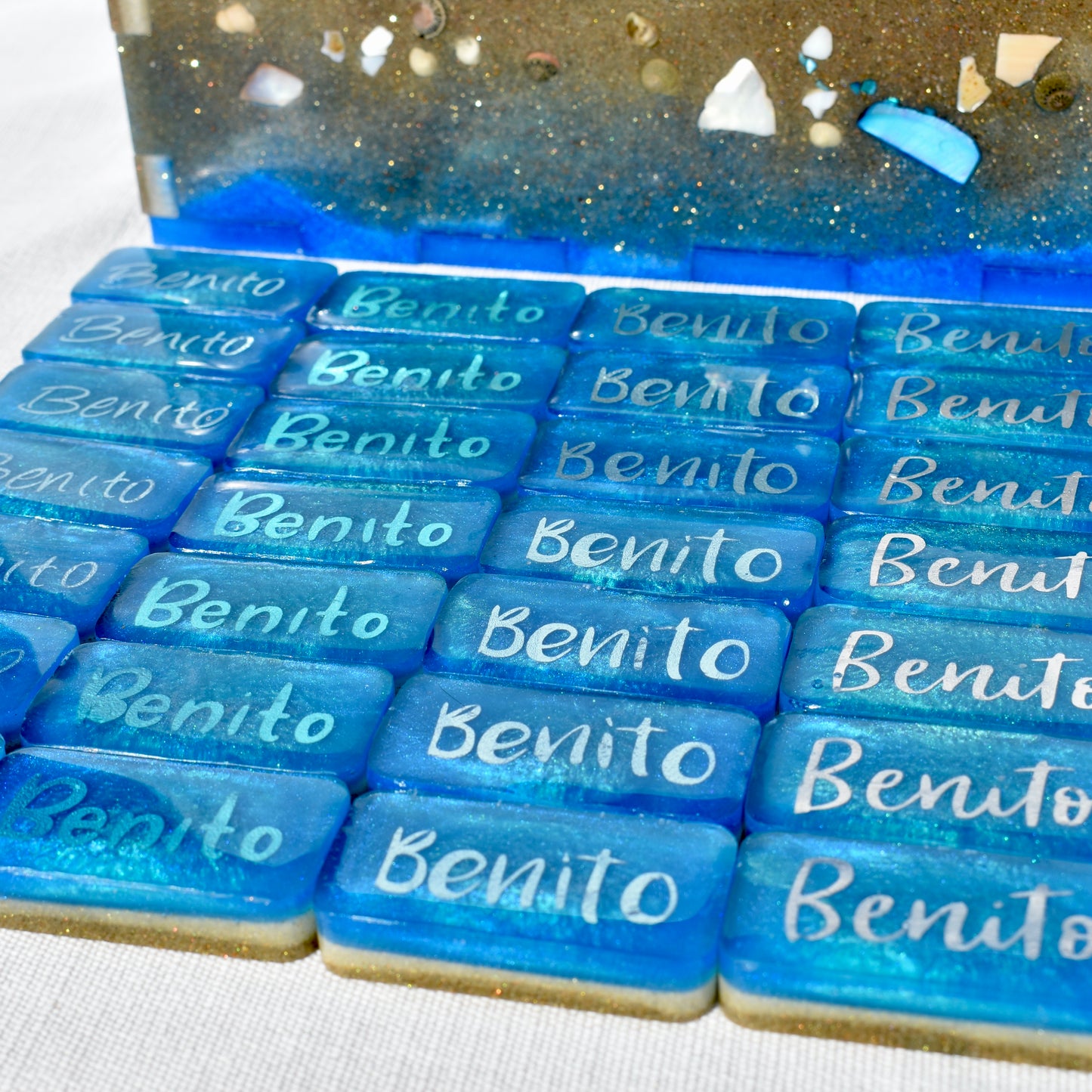 Beach Themed Domino Set • Ocean Dominoes Set • Tropical Dominoes Set • Double Six 28 Resin Dominoes