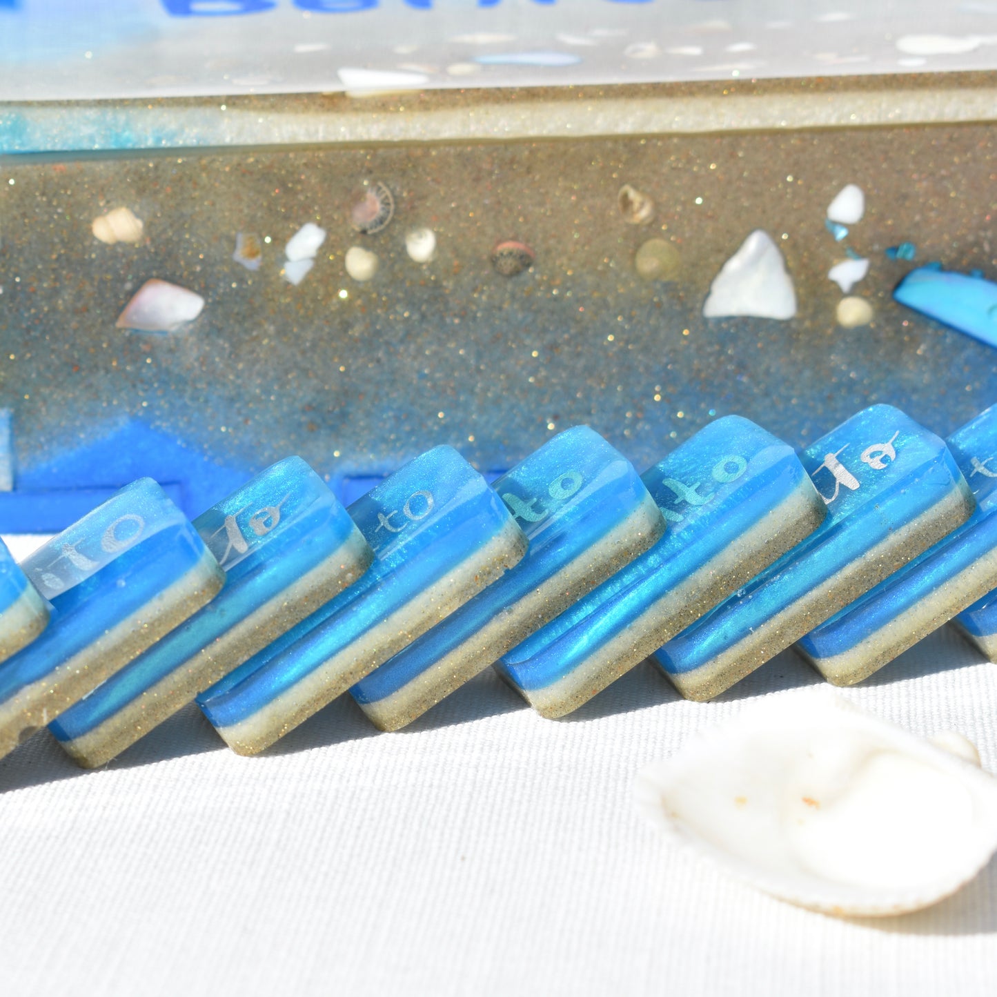 Beach Themed Domino Set • Ocean Dominoes Set • Tropical Dominoes Set • Double Six 28 Resin Dominoes