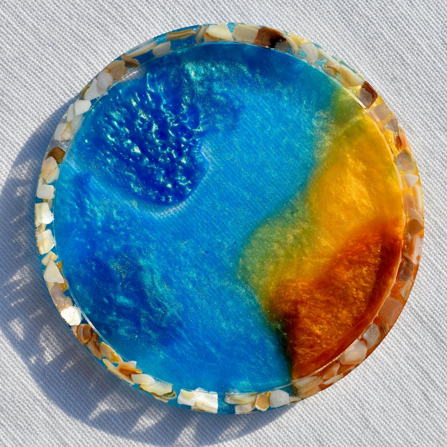 Abalone Shell Rimmed Coasters (Assorted Colors - set of 6)