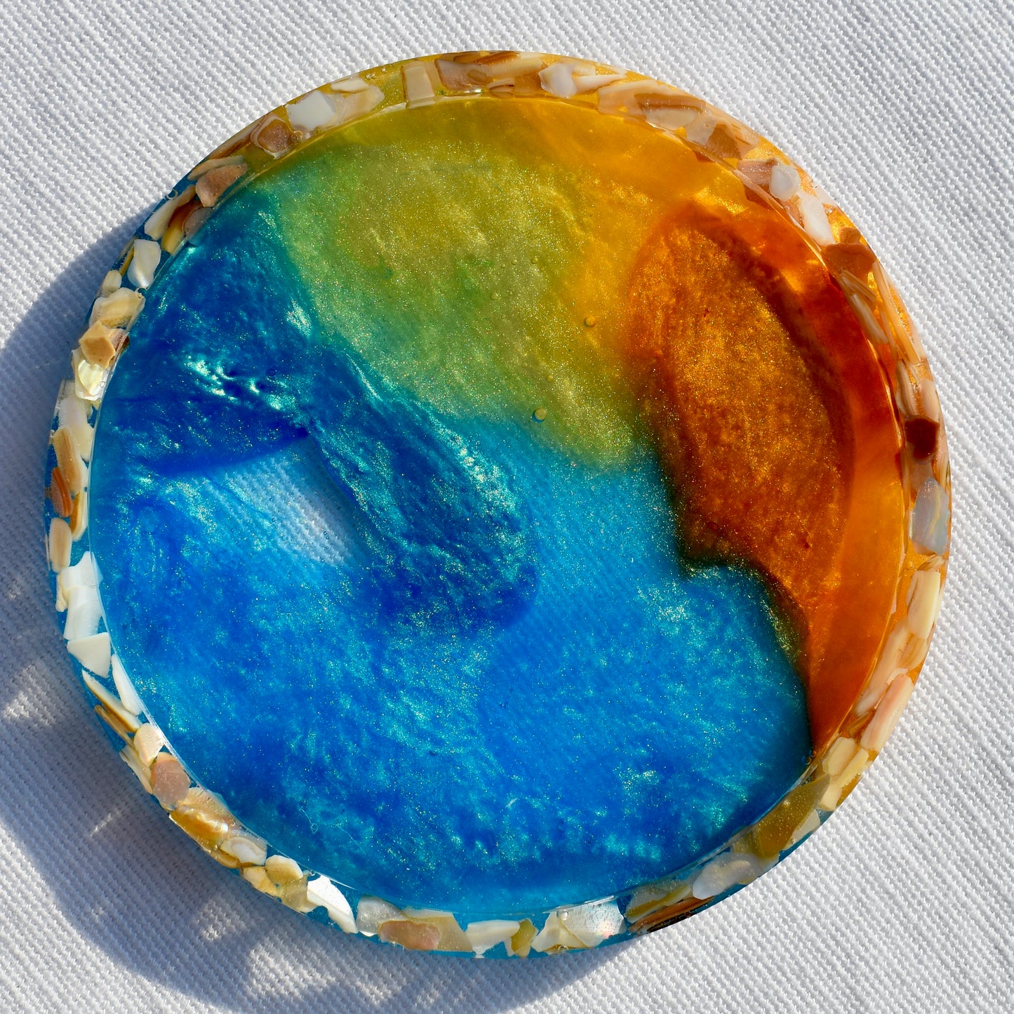 Abalone Shell Rimmed Coasters (Assorted Colors - set of 6)