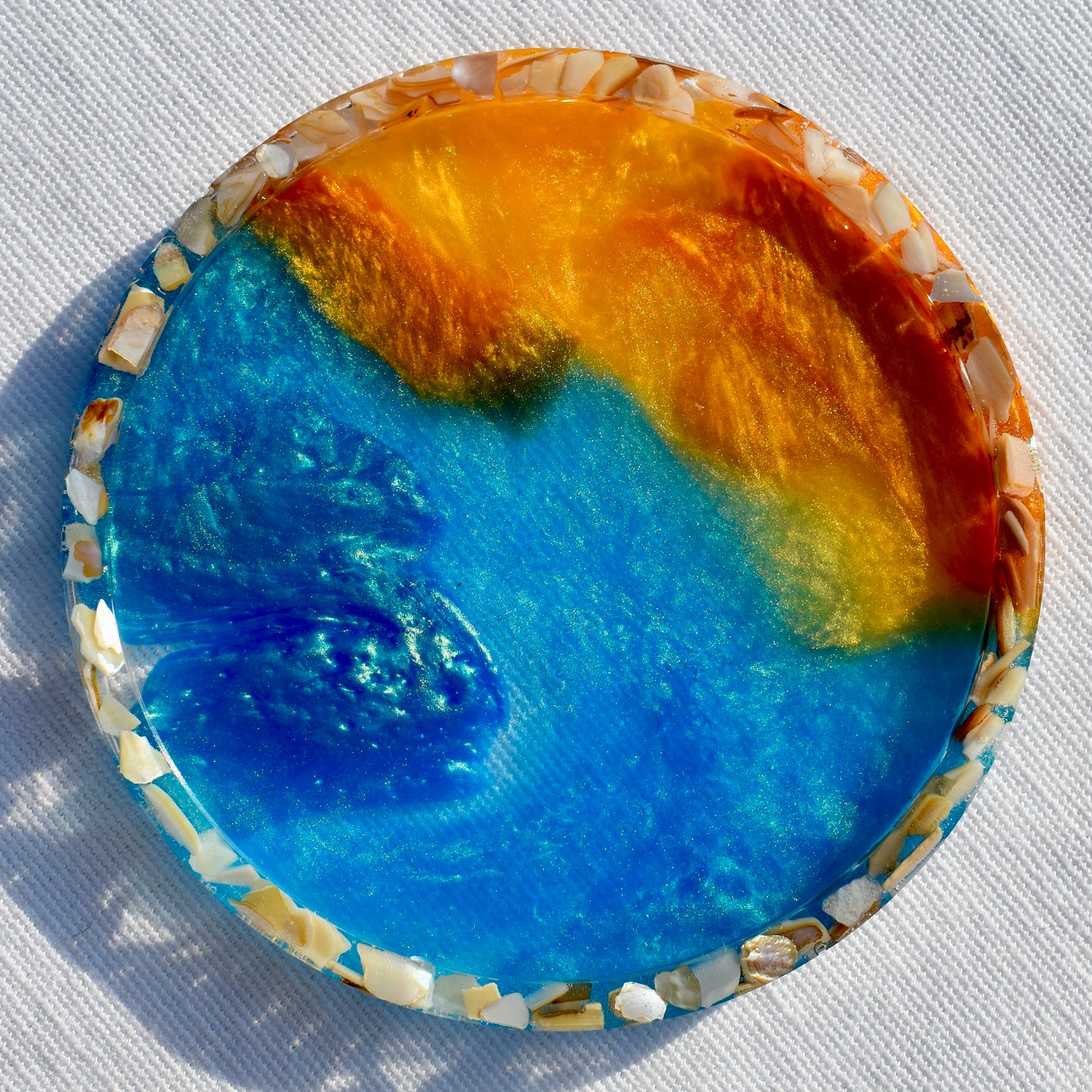 Abalone Shell Rimmed Coasters (Assorted Colors - set of 6)