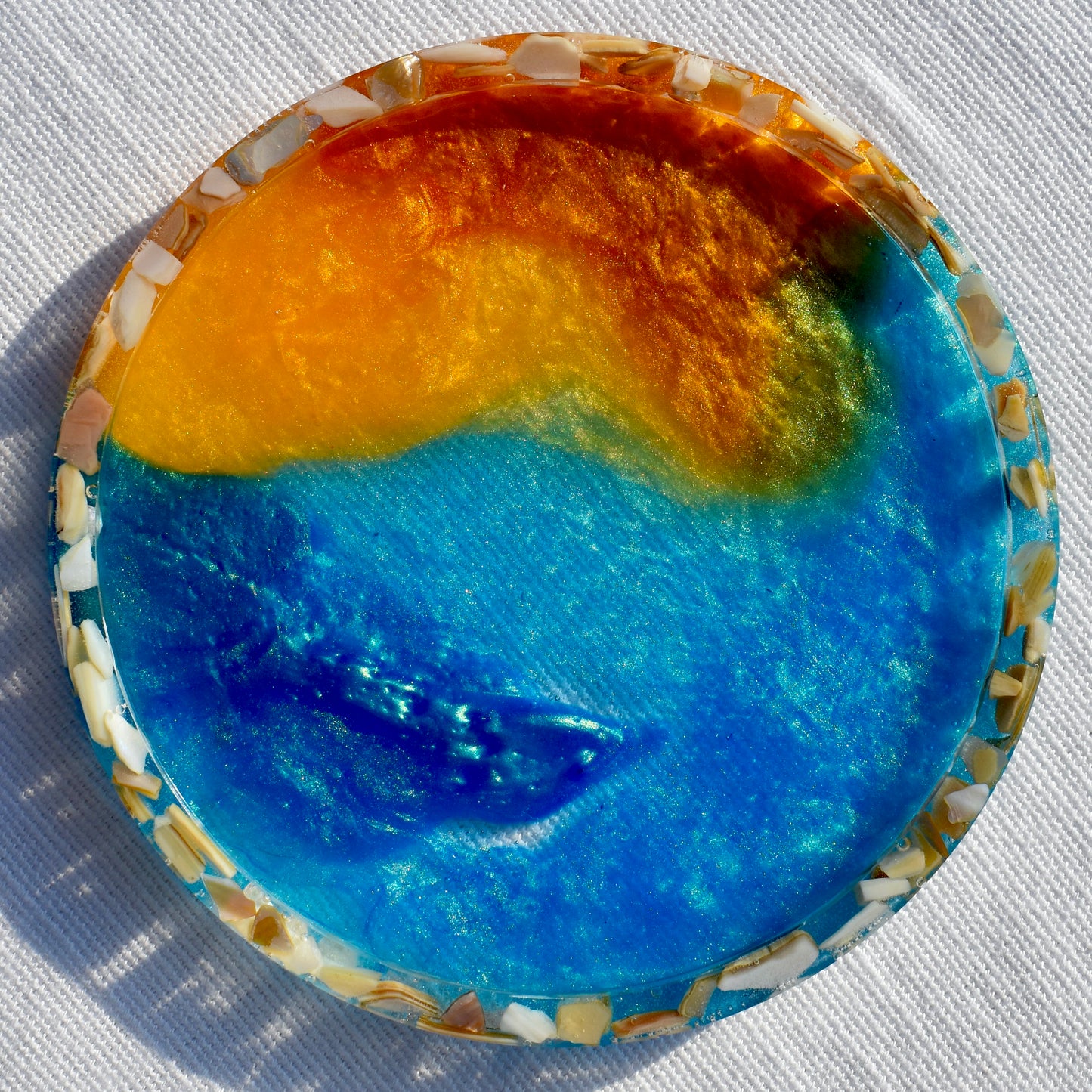 Abalone Shell Rimmed Coasters (Assorted Colors - set of 6)