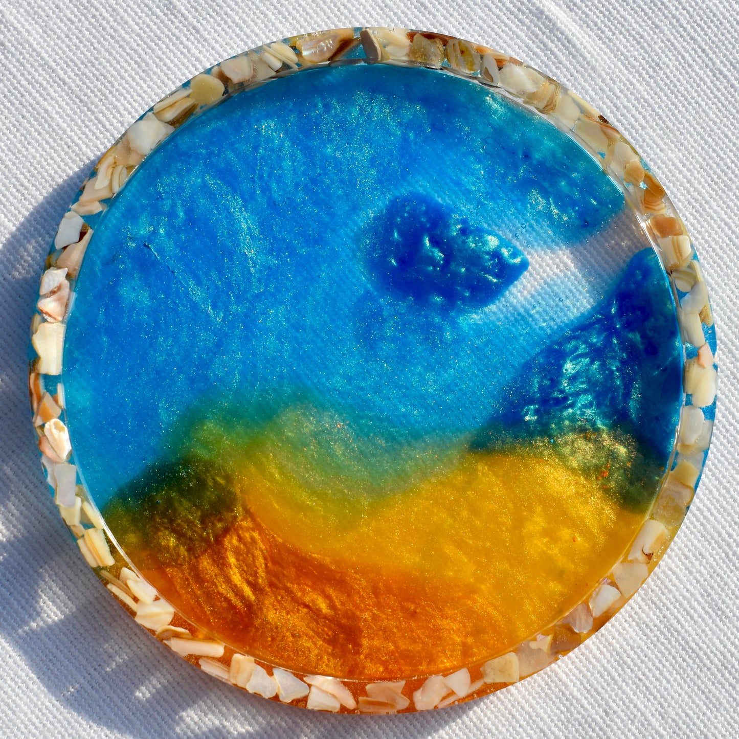 Abalone Shell Rimmed Coasters (Assorted Colors - set of 6)