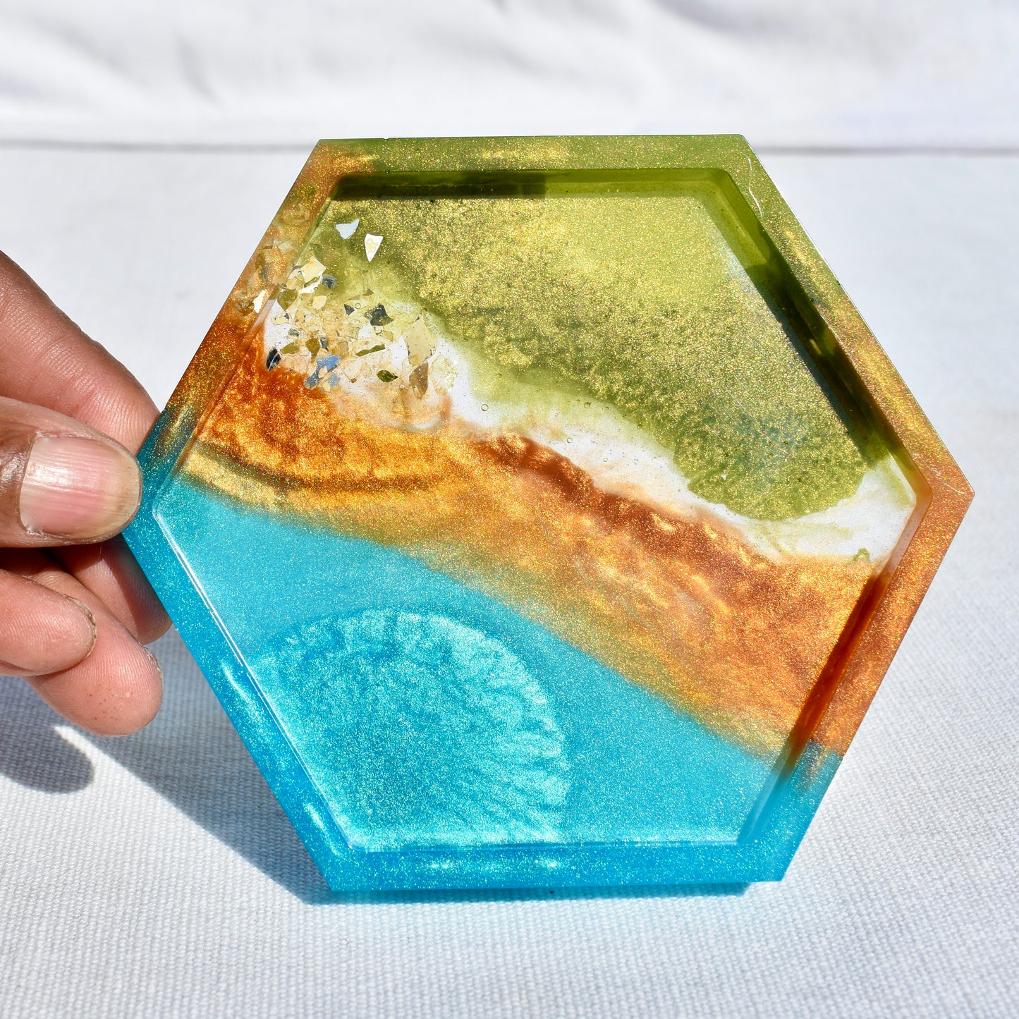 Hexagon Coasters – Assorted Gemstones Collection (set of 4)